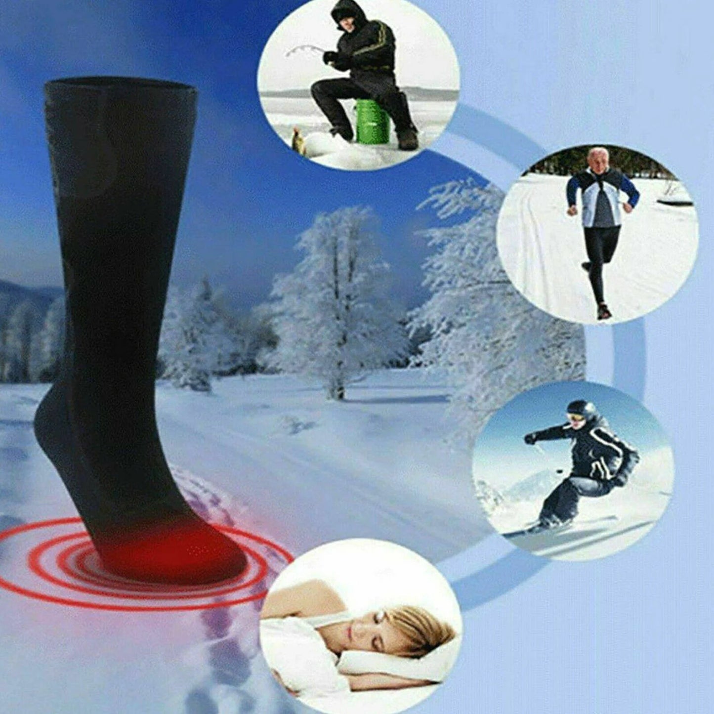 Unisex Electric Heated Socks Rechargeable Battery Power Foot Winter Warmer Sock