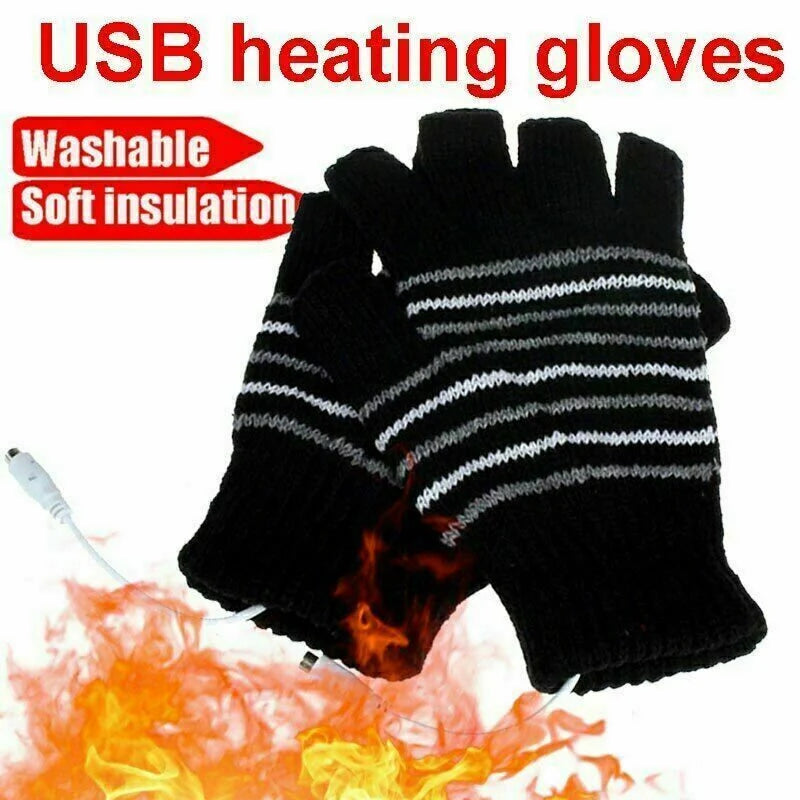 Men Women Electric Heated Gloves USB Rechargeable Insulated Warm Thermal Black Gloves