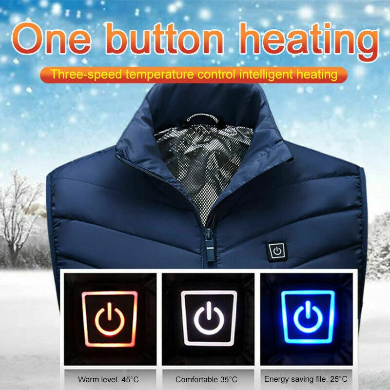 Winter Heated Vest Warm Body Electric USB Mens Heating Coat Jacket