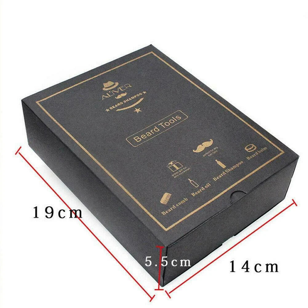 Men Beard Care Shampoo Oil Balm Comb Brush Grooming Shaving Great Gift Kit