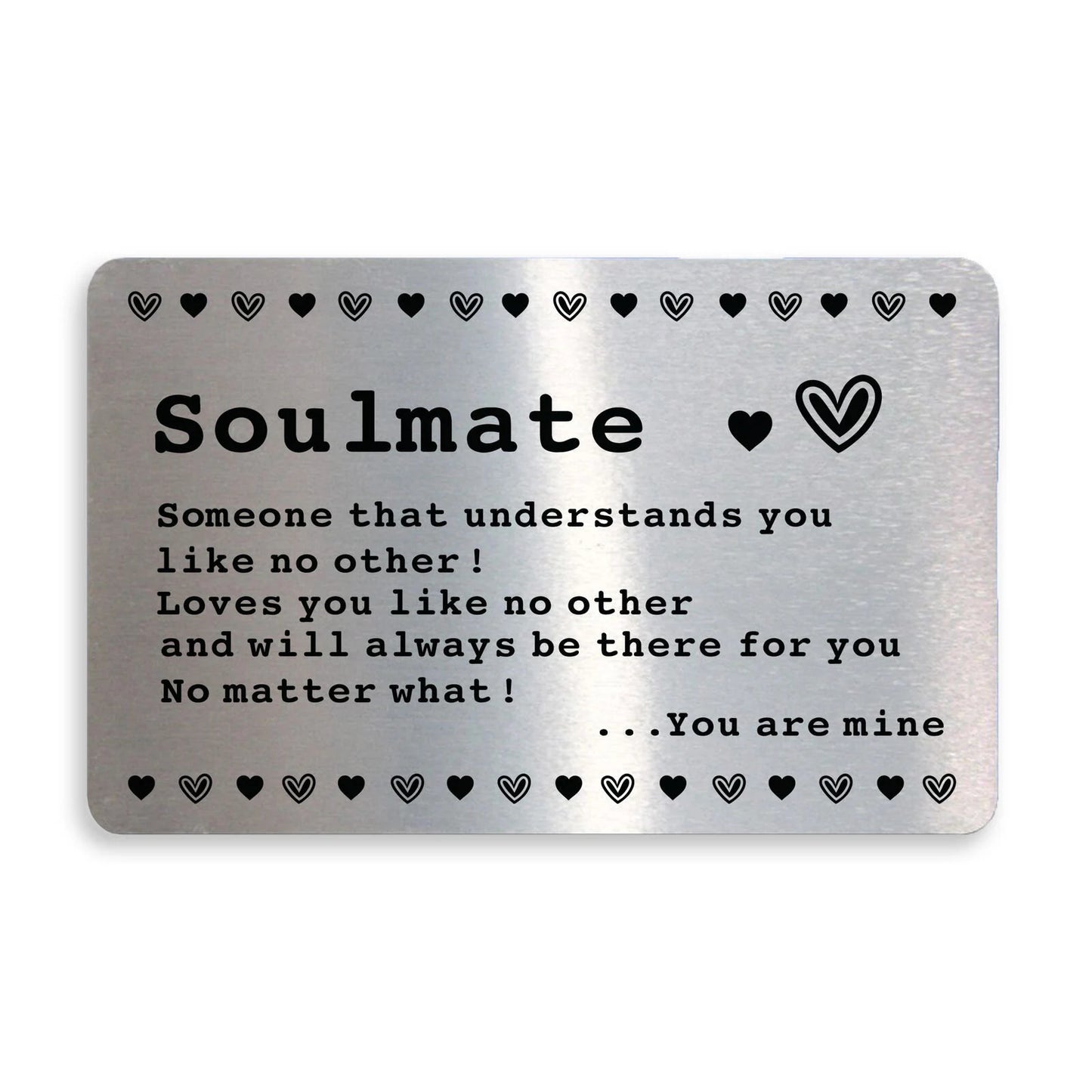 Soulmate Gift For Him Her Metal Card Valentines Day Anniversary Gift Keepsake