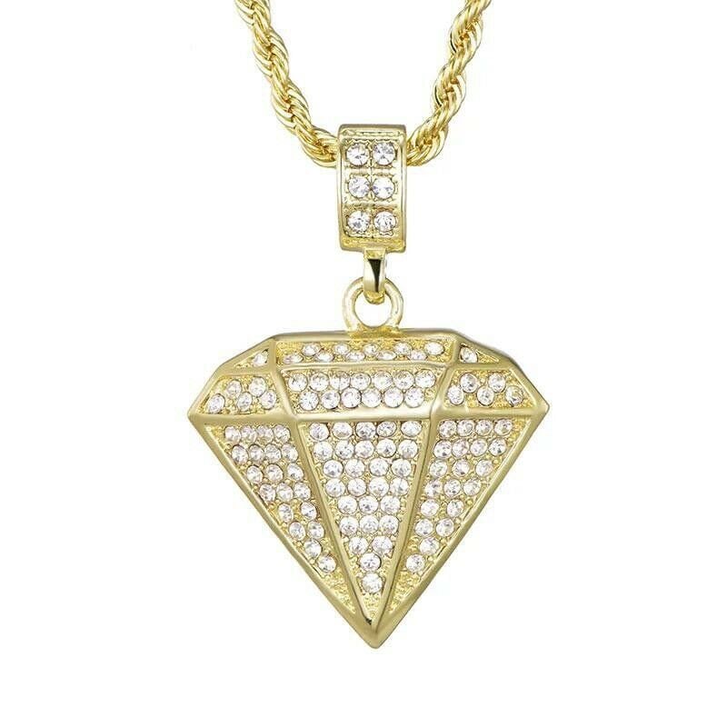 Iced Out Gold Diamond Pendant Chain Necklace