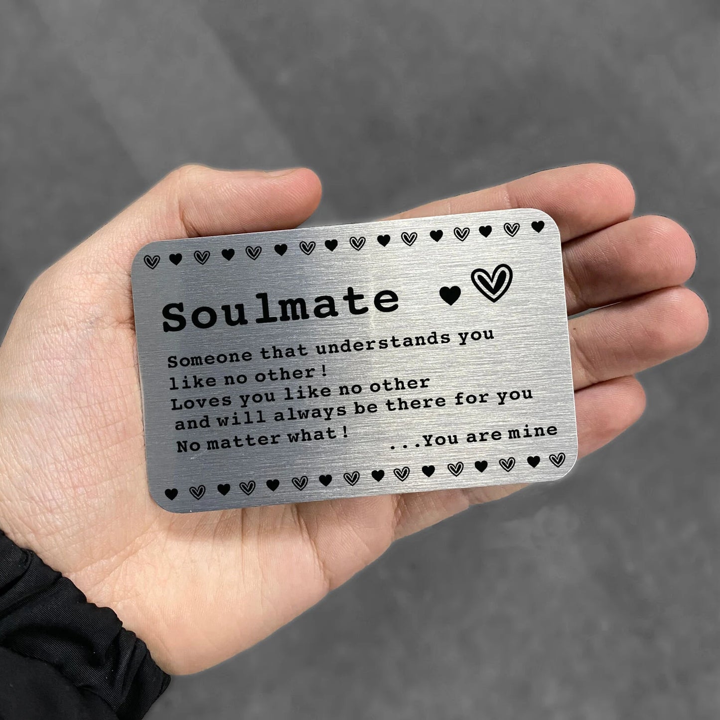 Soulmate Gift For Him Her Metal Card Valentines Day Anniversary Gift Keepsake