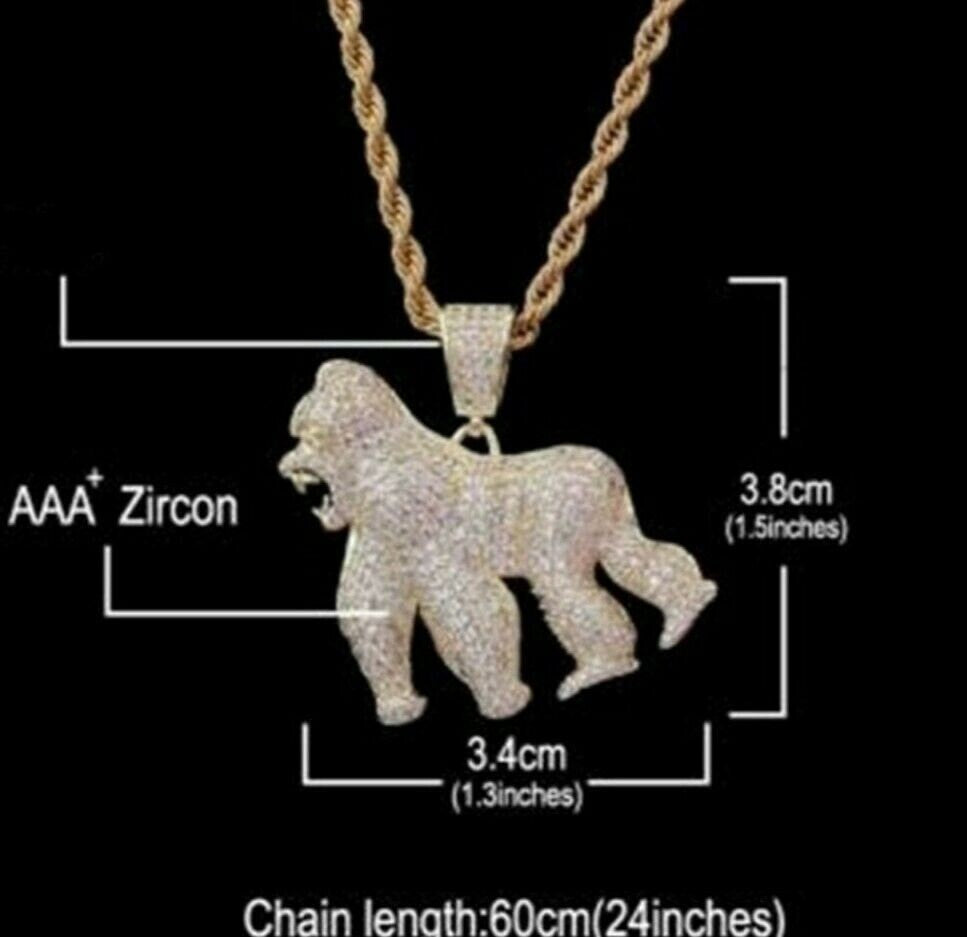 Iced Out Bling 3D Hip Hop Pendant Chain Jewelry
