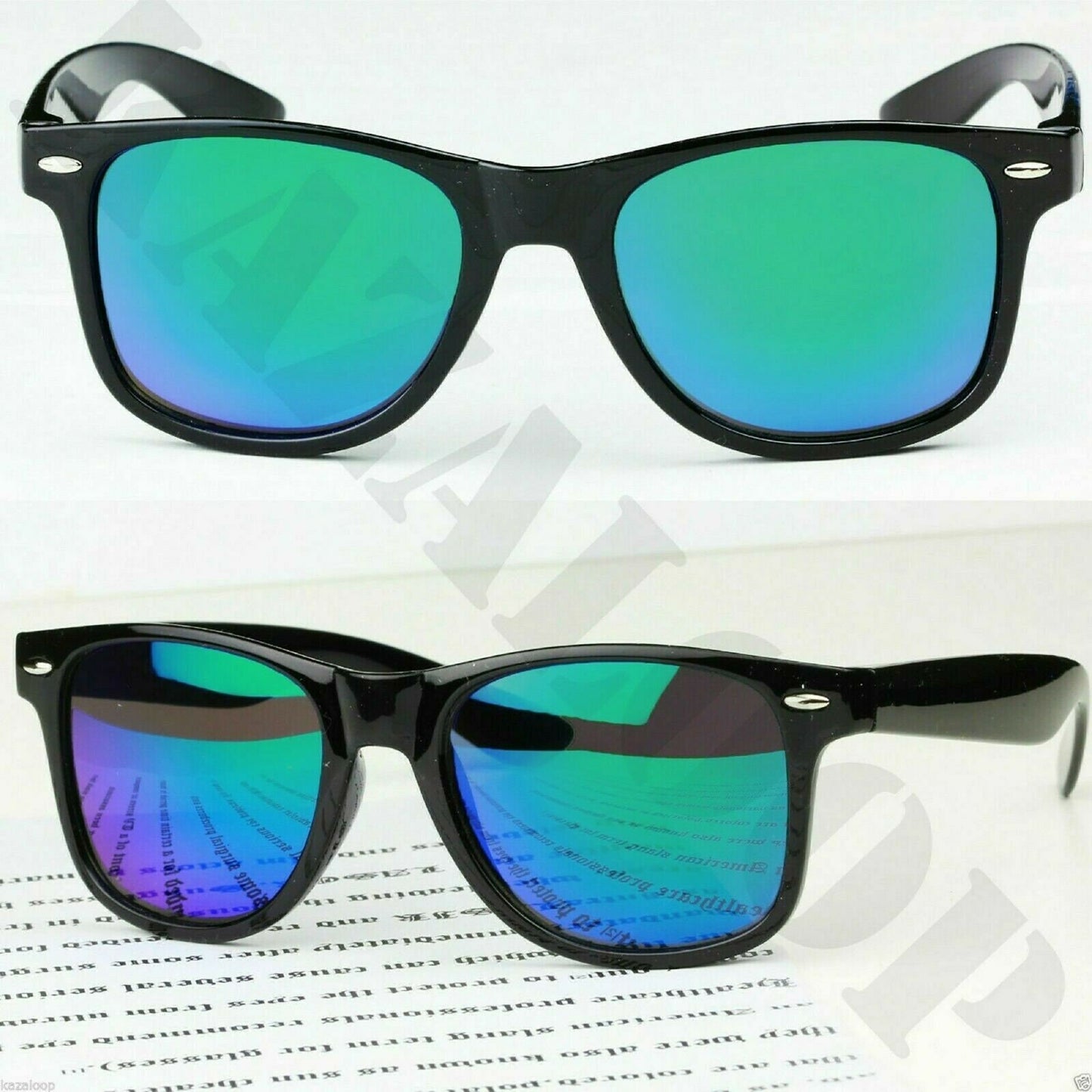 Unisex Sunglasses Classic Square Mirror Shades Vintage Retro Black Fame