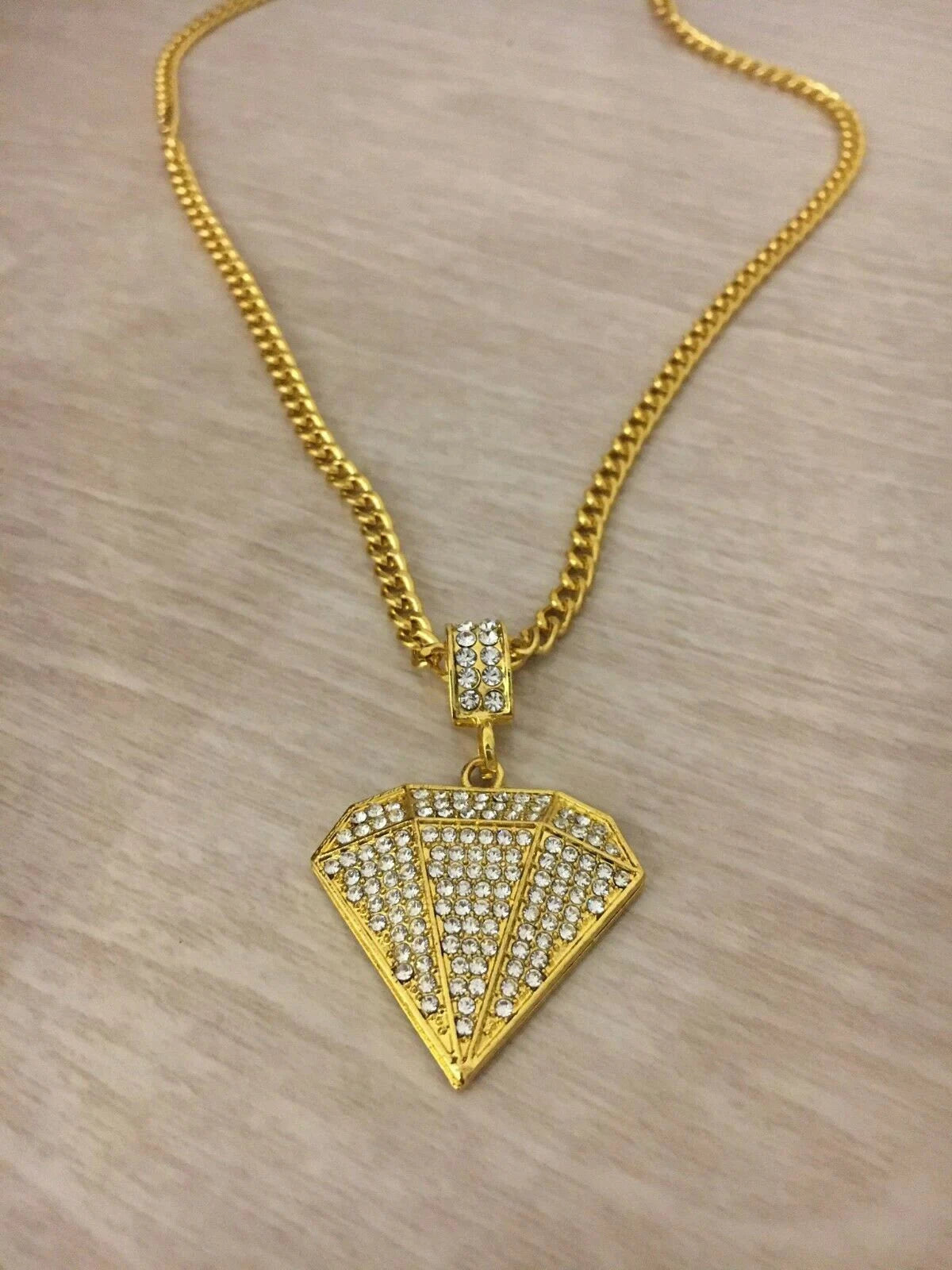 Iced Out Gold Diamond Pendant Chain Necklace