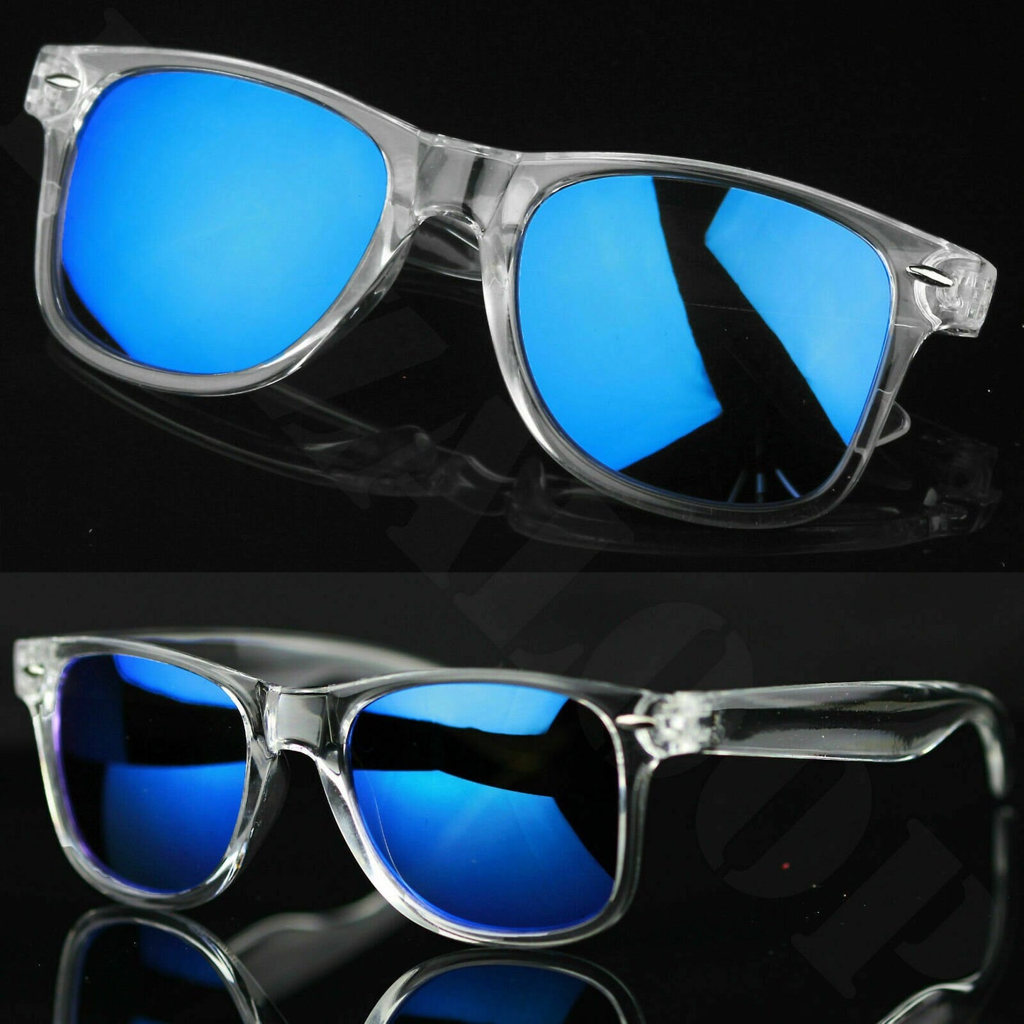 Unisex Sunglasses Classic Square Mirror Shades Vintage Retro Clear Fame