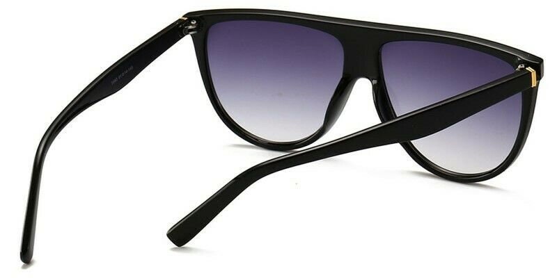Ladies Over Sized Black Flat Top Large Shield Fashion Sunglasses