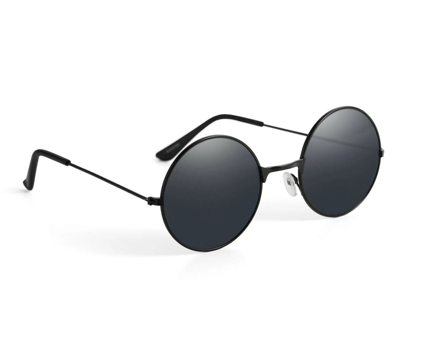 Black Unisex Lens Round Teashades Circle Sunglasses