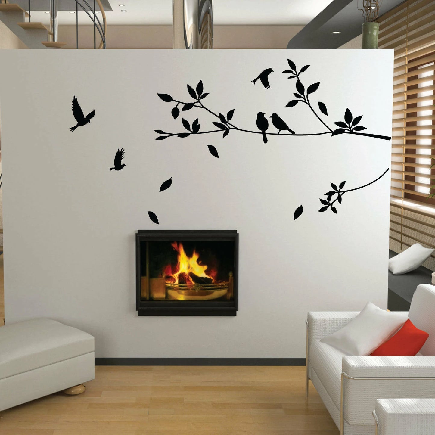 Tree and Bird Wall Stickers Vinyl Art Decals Easy To Use