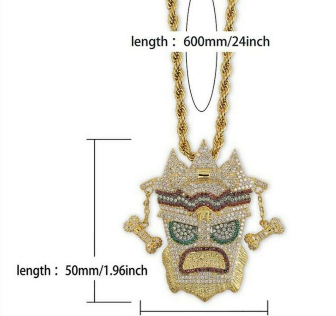 Iced Out 3D Mayan Bling Pendant Chain