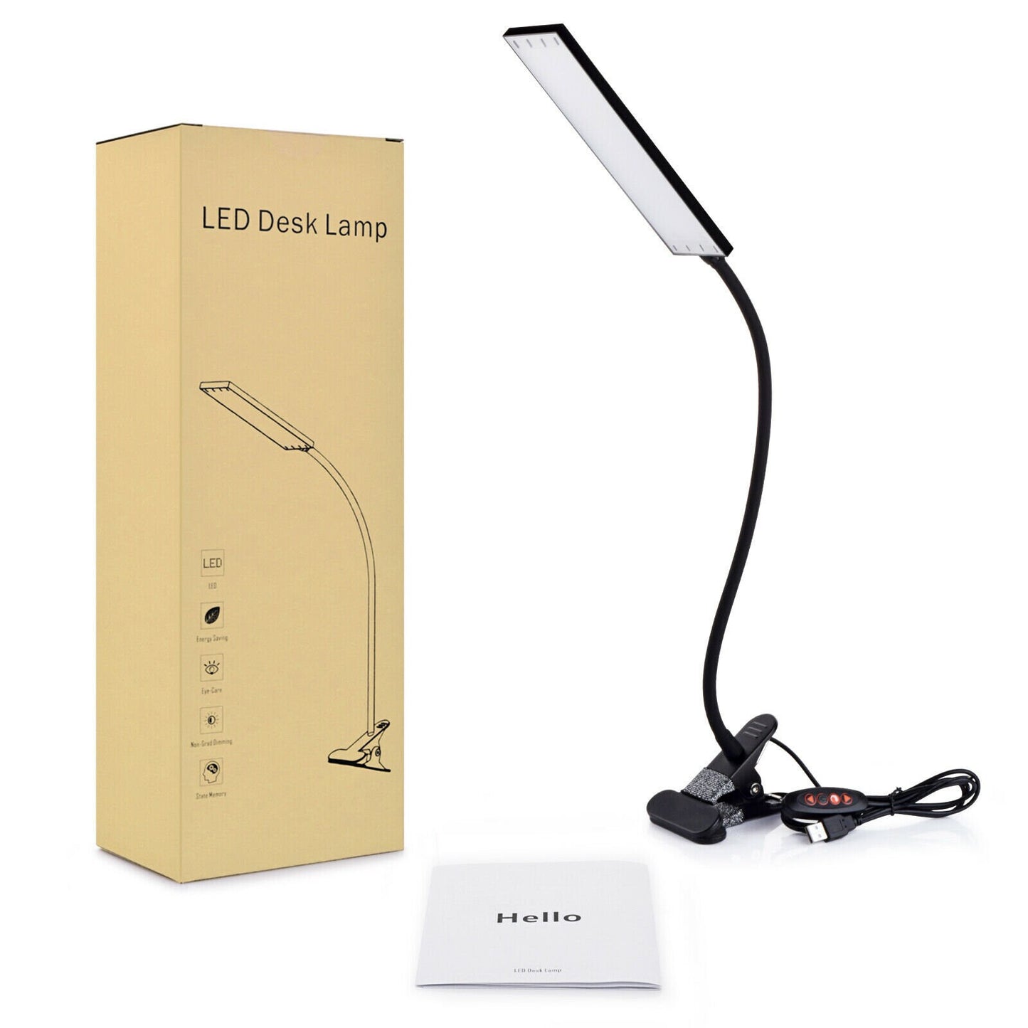 USB Clip On Flexible Desk Lamp Dimmable Memory Bed Read Table Study Light 48 LED