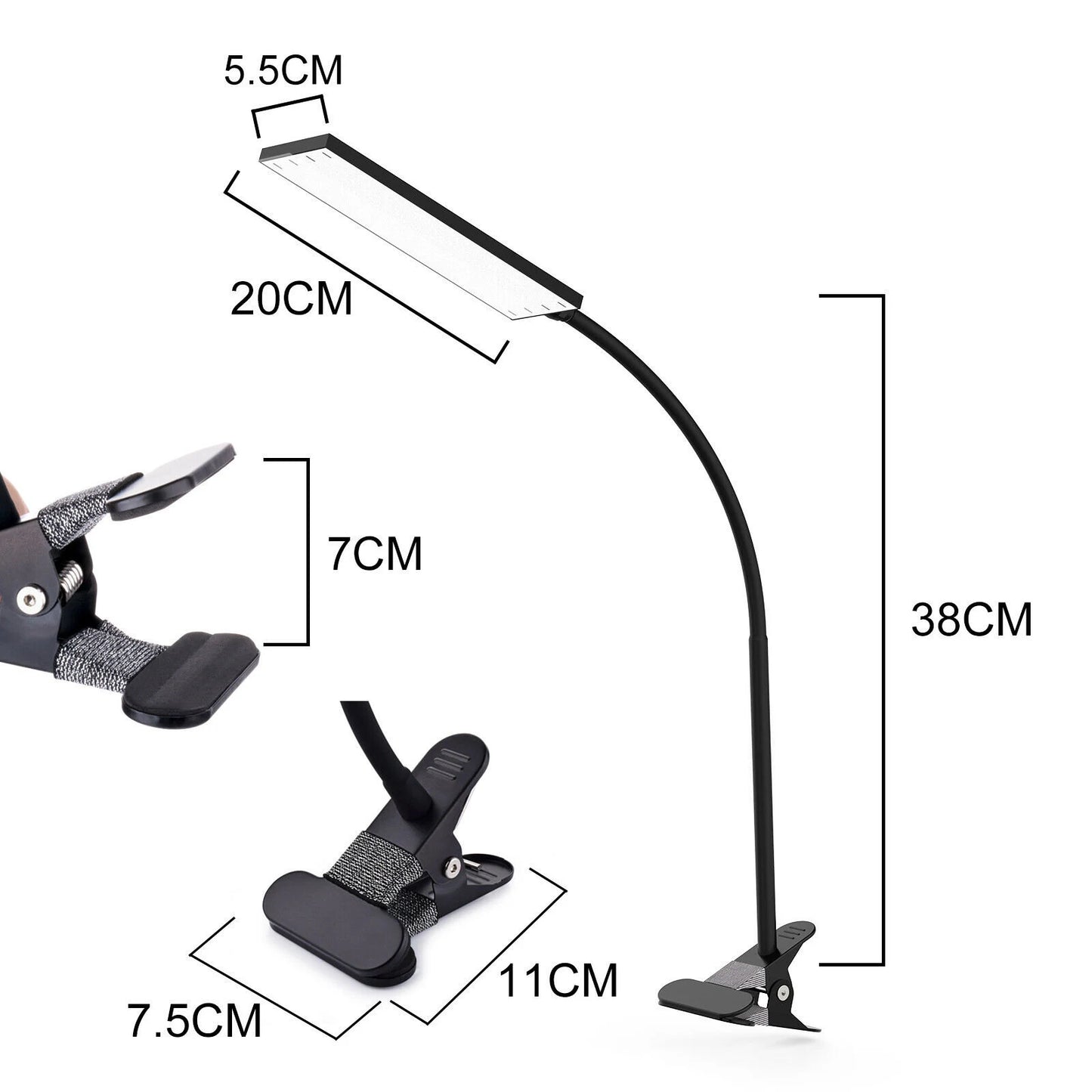USB Clip On Flexible Desk Lamp Dimmable Memory Bed Read Table Study Light 48 LED