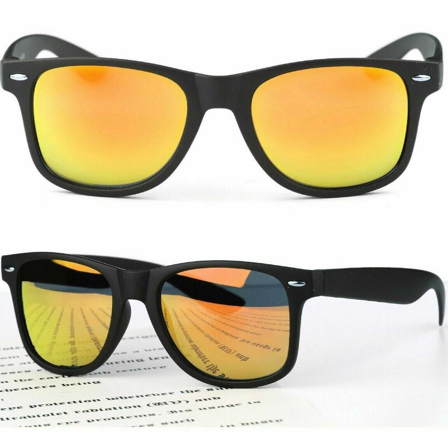 Unisex Sunglasses Classic Square Mirror Shades Vintage Retro Black Fame