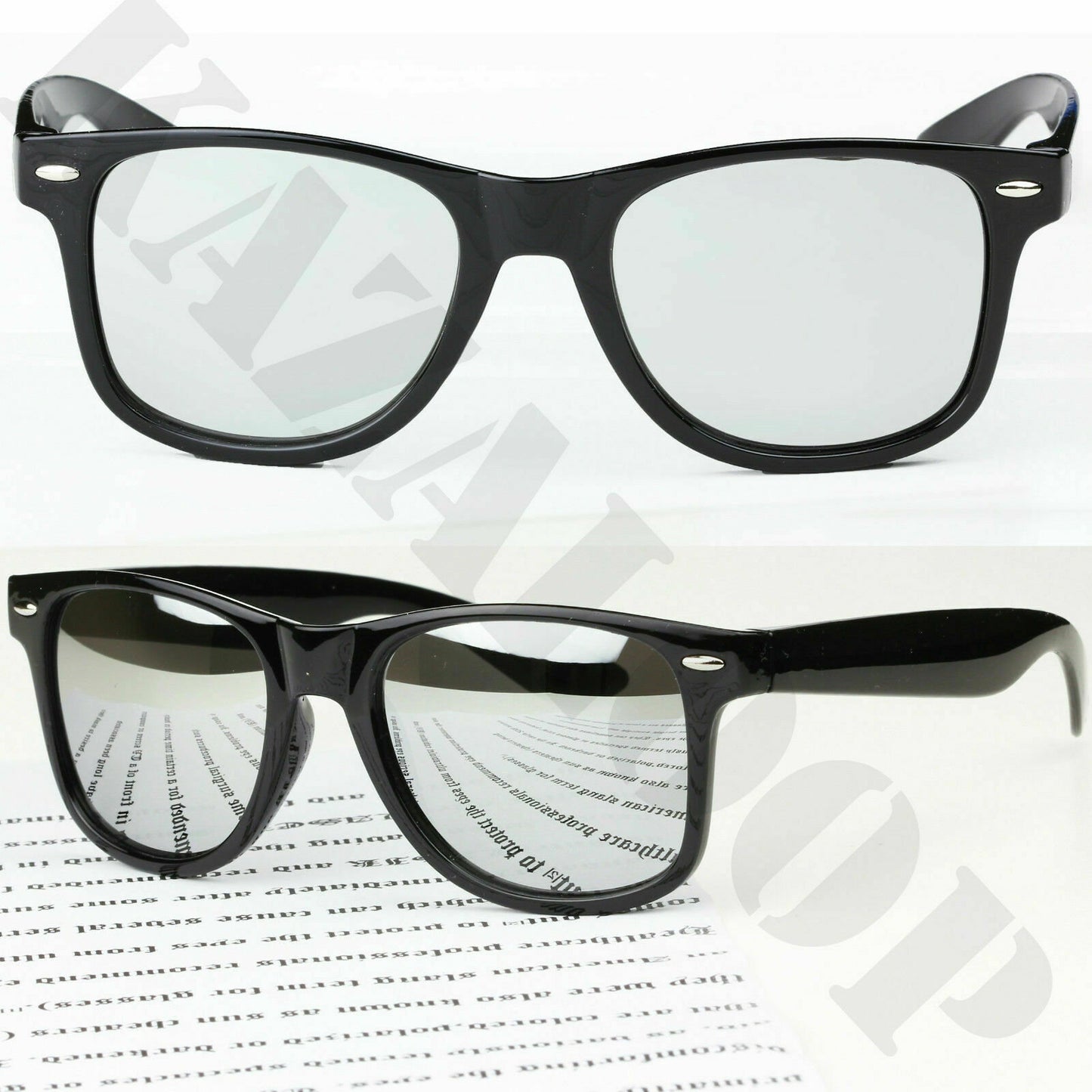 Unisex Sunglasses Classic Square Mirror Shades Vintage Retro Black Fame