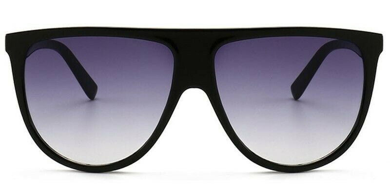 Ladies Over Sized Black Flat Top Large Shield Fashion Sunglasses