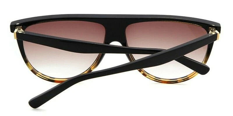 Ladies Over Sized Black Flat Top Large Shield Fashion Sunglasses