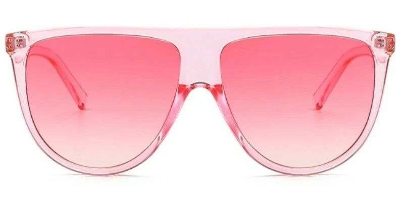 Ladies Over Sized Black Flat Top Large Shield Fashion Sunglasses