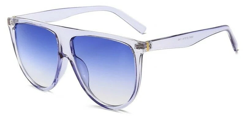 Ladies Over Sized Black Flat Top Large Shield Fashion Sunglasses