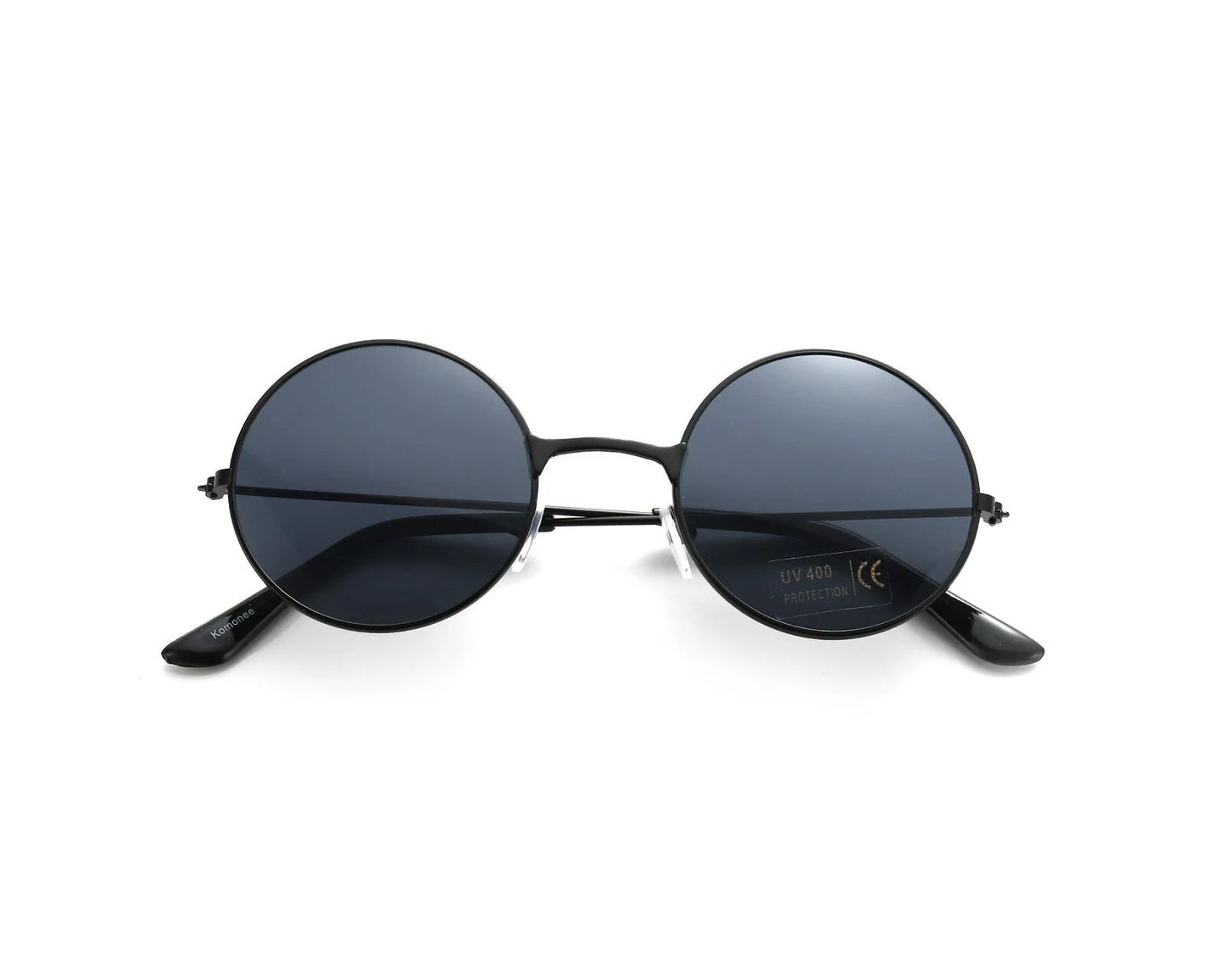 Black Unisex Lens Round Teashades Circle Sunglasses