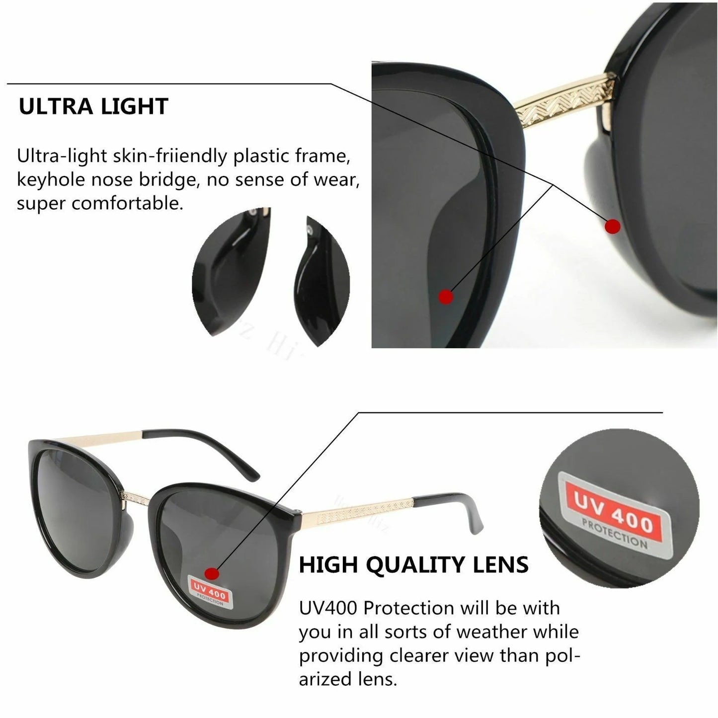Women's Driving Gradient Oversize Retro Sunglasses UV400 Protection