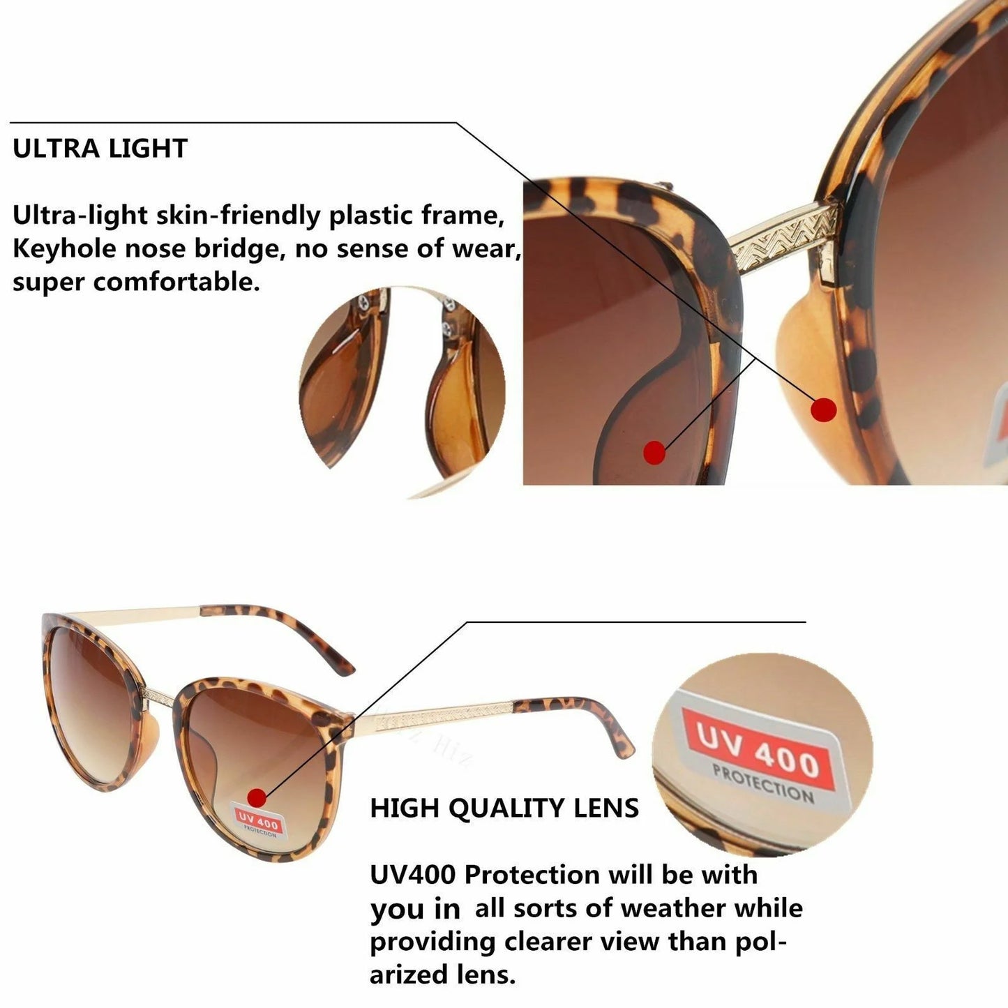 Women's Driving Gradient Oversize Retro Sunglasses UV400 Protection