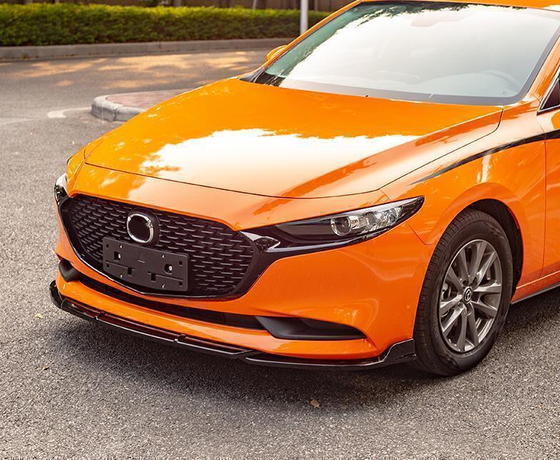 1Set Carbon Fiber Look Front Bumper Spoiler Lip For Mazda 3 Sedan Axela 2019-20