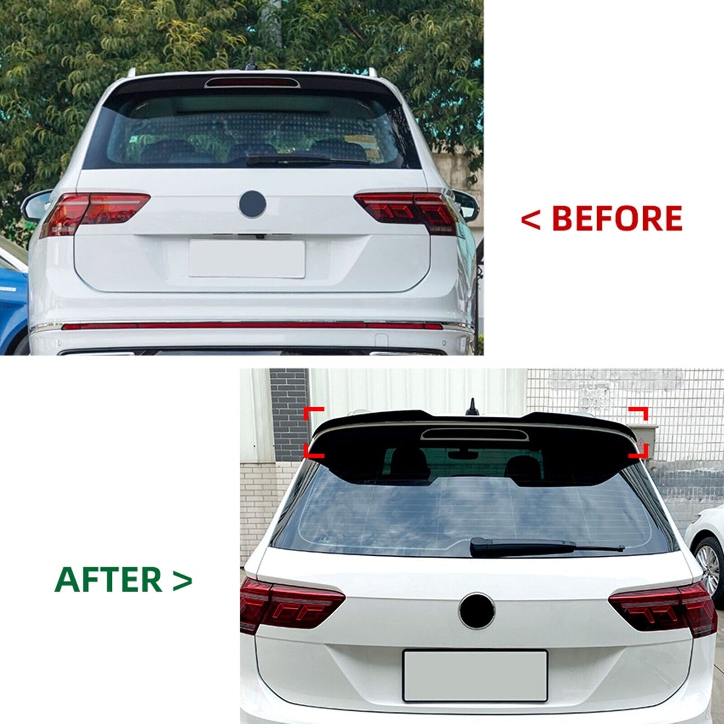 1Set Rear Trunk Spoiler Lip Kit For VW Tiguan R-Line 2017-2023 Carbon Fiber Look