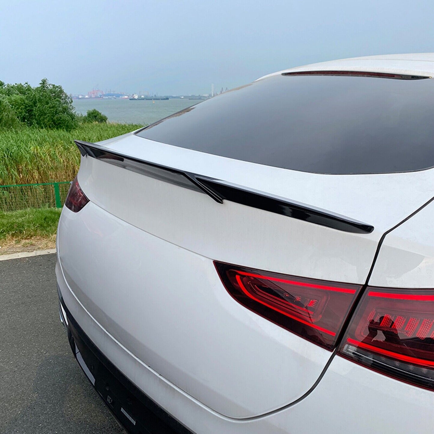1Pc Rear Trunk Spoiler Lip Wing For Mercedes Benz GLE Coupe C167 2020-2023 Black