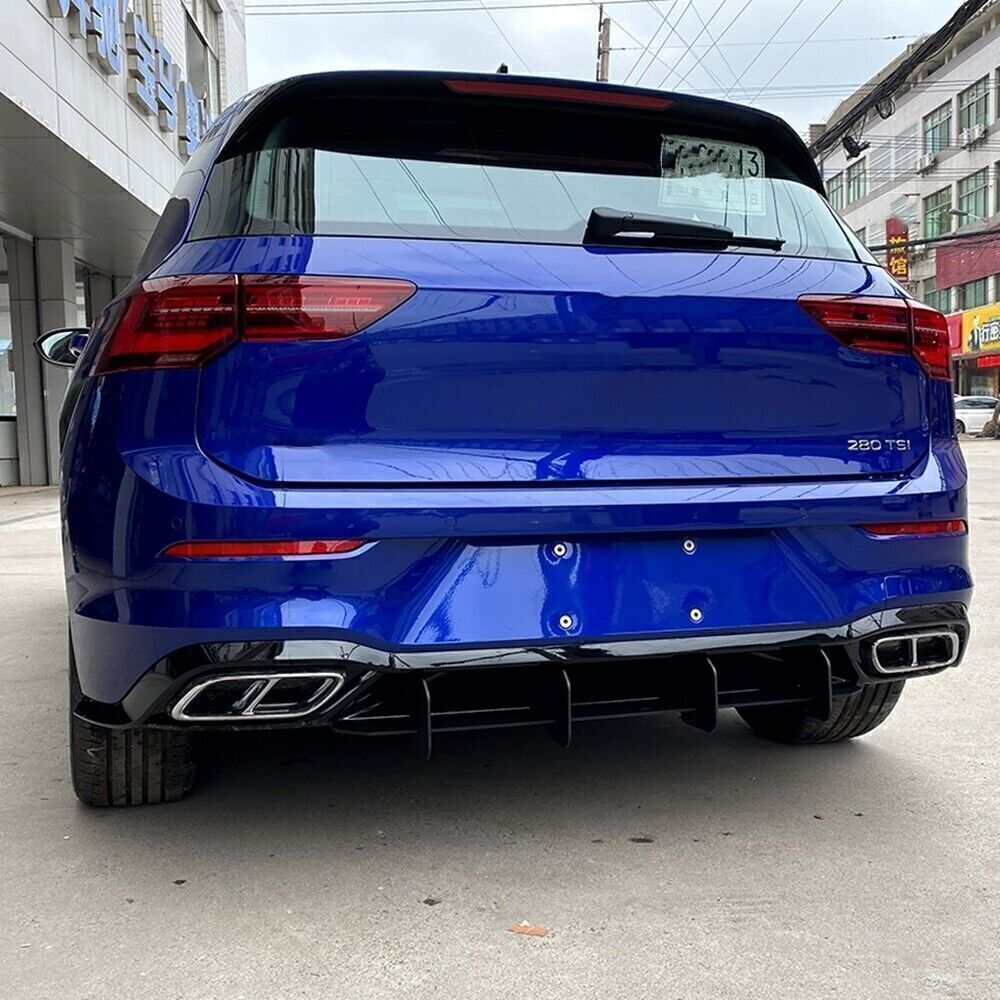 1x Black Car Rear Diffuser Bumper Spoiler Wing For VW Golf 8 MK8 2020-2023 Rline