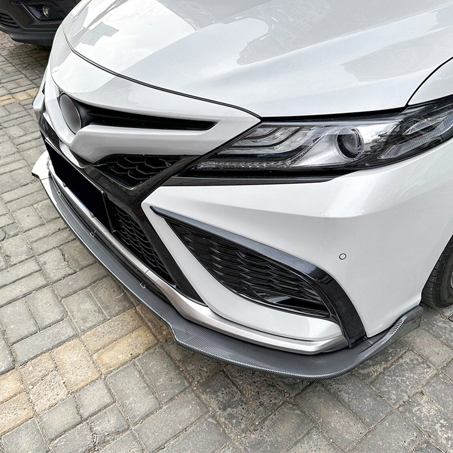 1Set Front Bumper Spoiler Lip Kit For Toyota Camry XV70 Sport 2021-2023 Carbon Fiber