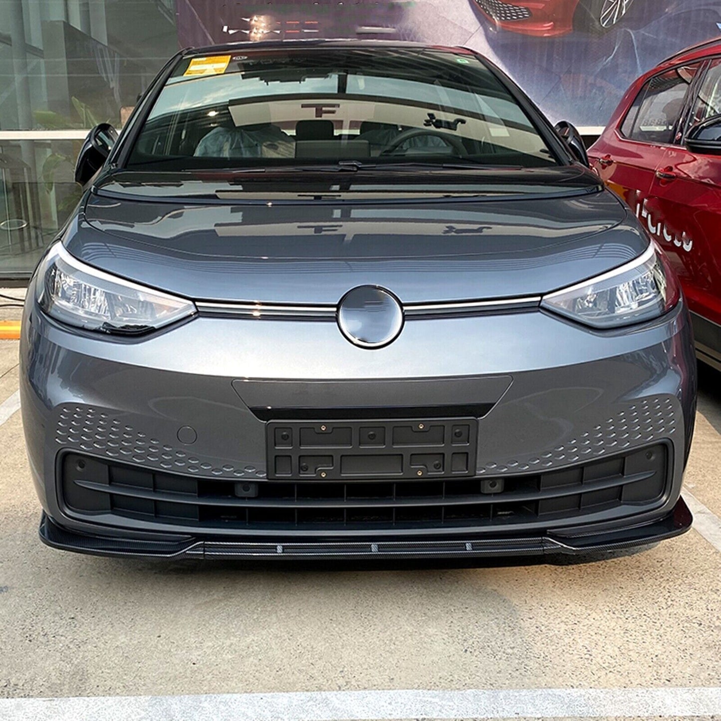 1 Set Front Bumper Spoiler Splitter Lip For VW ID.3 2019-2022 Carbon Fiber Look