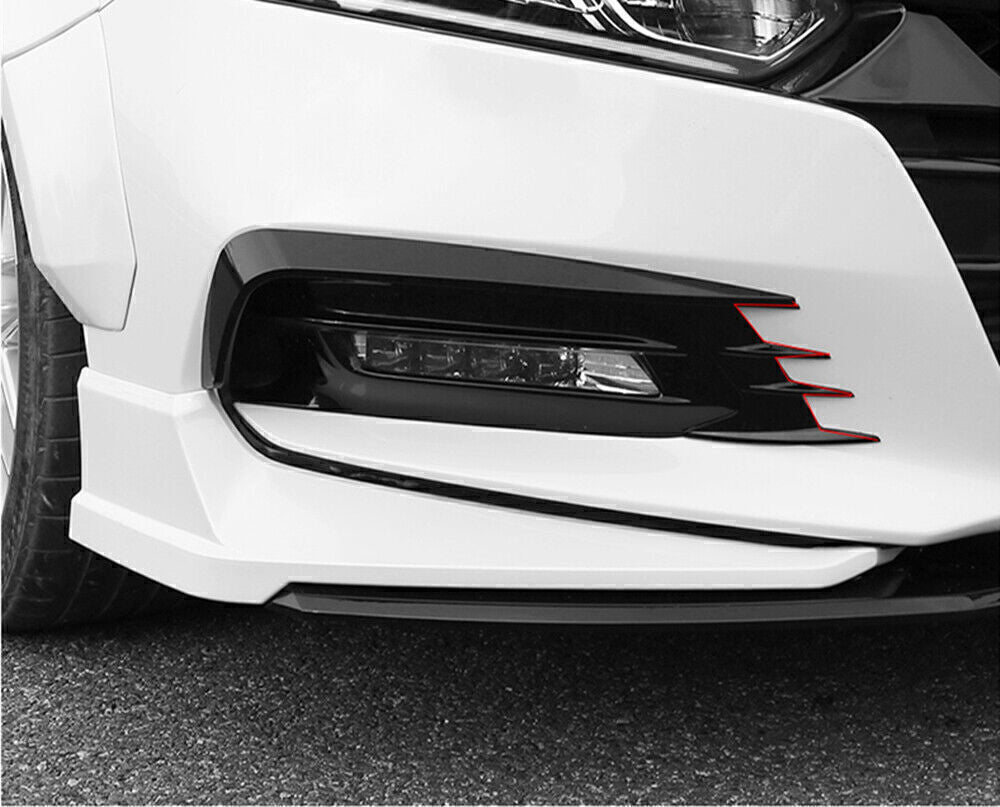 1Set Front Bumper Spoiler Cover Trim +Rear Diffuser Black For Honda Accord 2018+