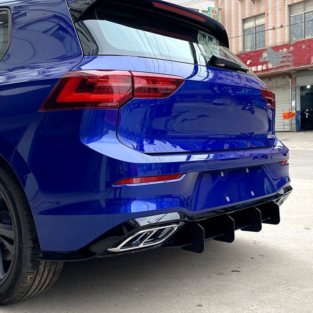 1x Black Car Rear Diffuser Bumper Spoiler Wing For VW Golf 8 MK8 2020-2023 Rline