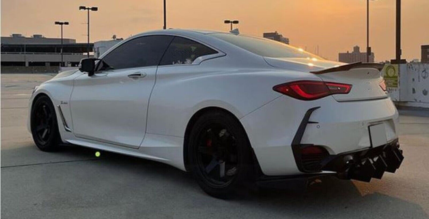 1x Carbon Fiber Car Rear Trunk Spoiler Wing Lip For Infiniti Q60 2016-2023 Black