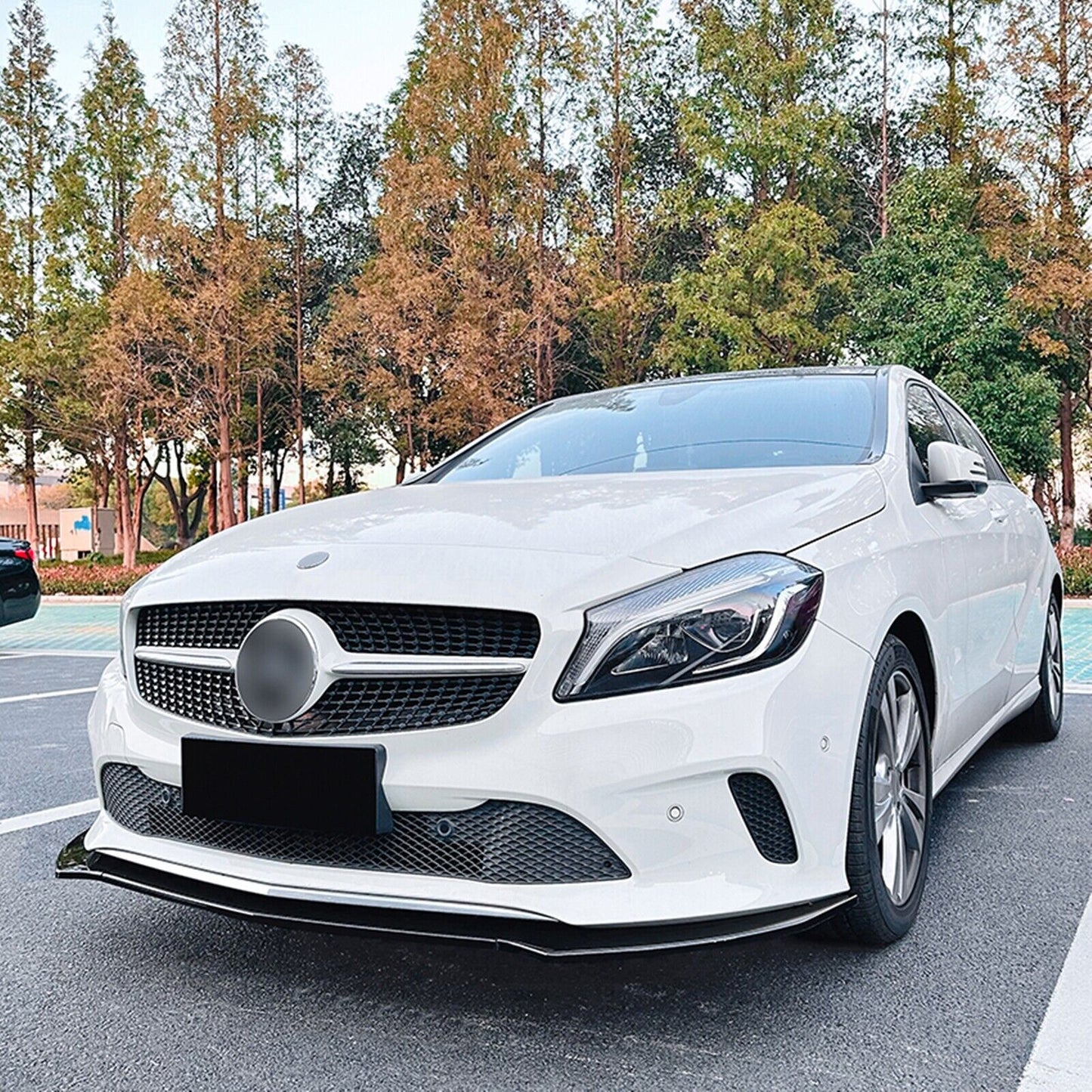 1Set Front Bumper Spoiler Lip Kit For Mercedes Benz A Class W176 2016-2018 Black