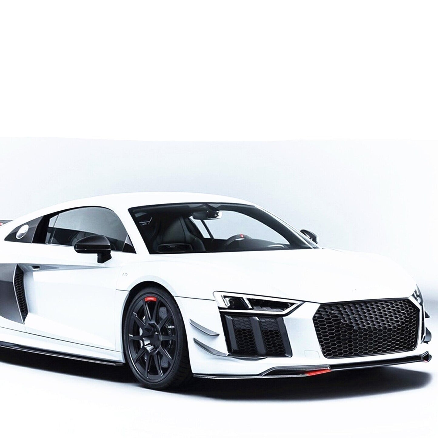 1Set Front Bumper Side Splitter Fin Trim Carbon Fiber For Audi R8 2 Door 2016-20
