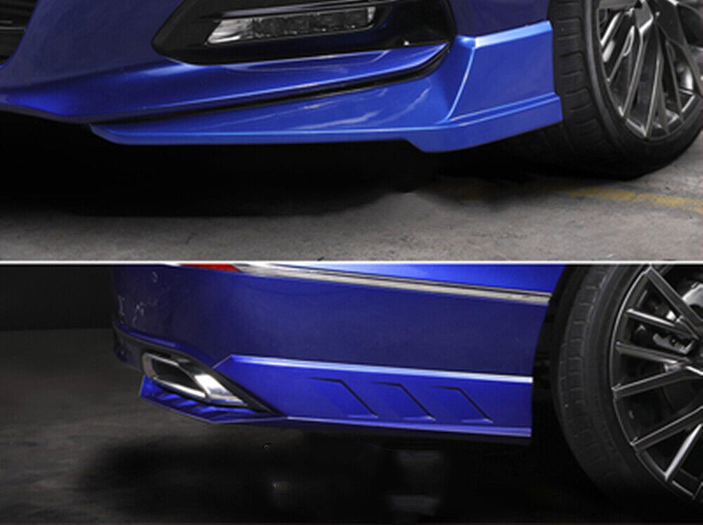 1Set Front Bumper Side Spoiler Rear Side Cover Blue For Honda Accord 2018-2020