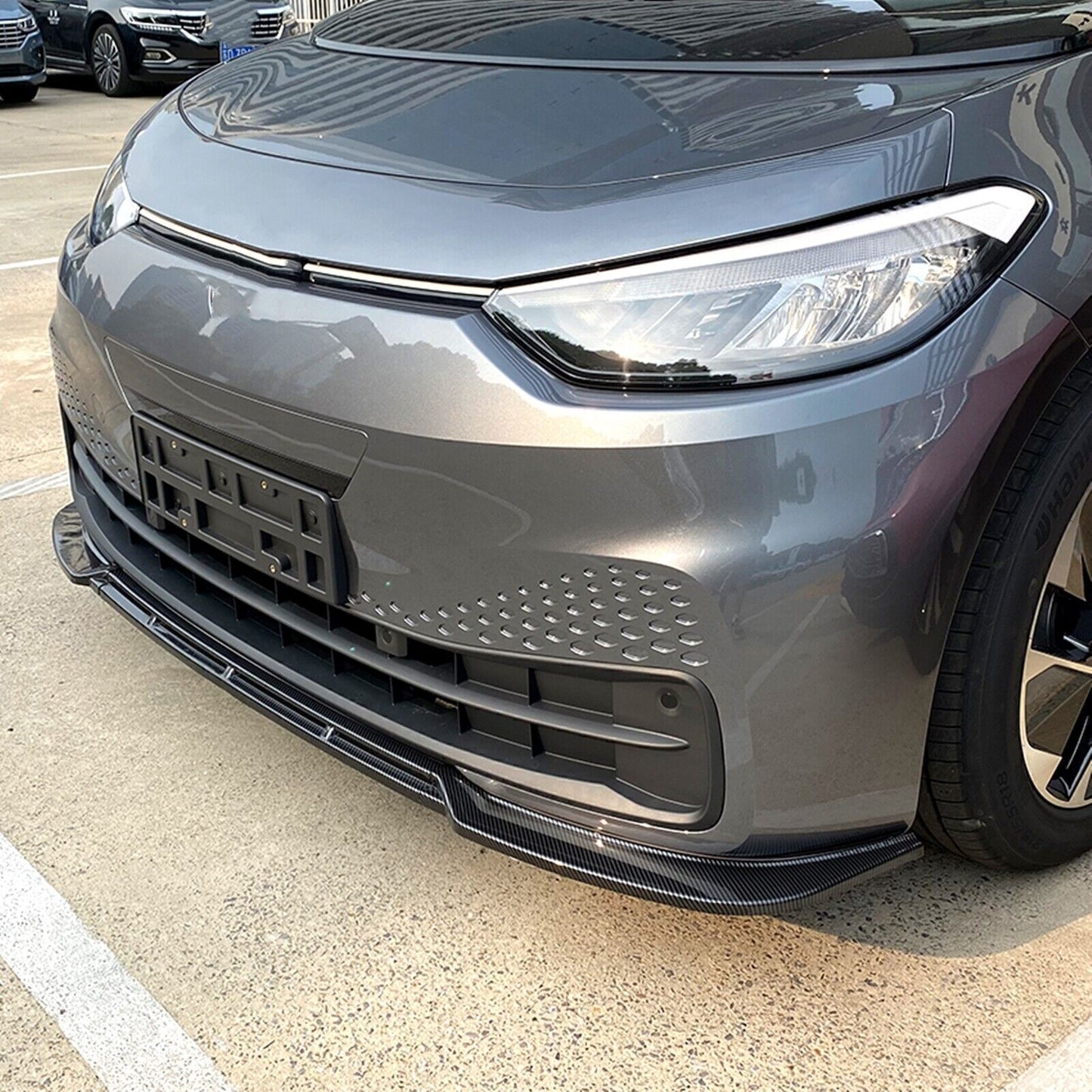 1 Set Front Bumper Spoiler Splitter Lip For VW ID.3 2019-2022 Carbon Fiber Look