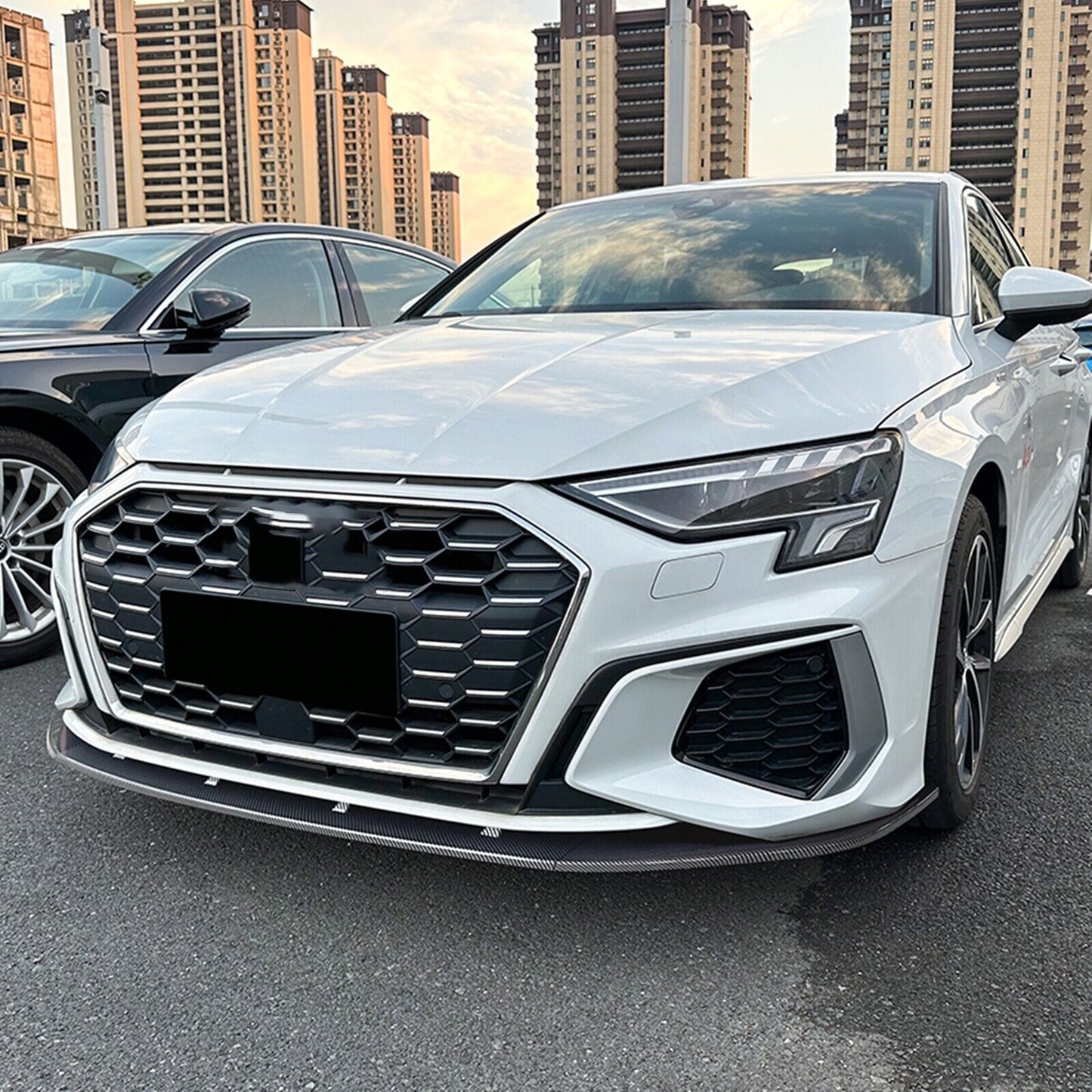 Gloss Black Car Front Bumper Spoiler Lip Splitter Kit For Audi A3 8Y S3 2021-UP