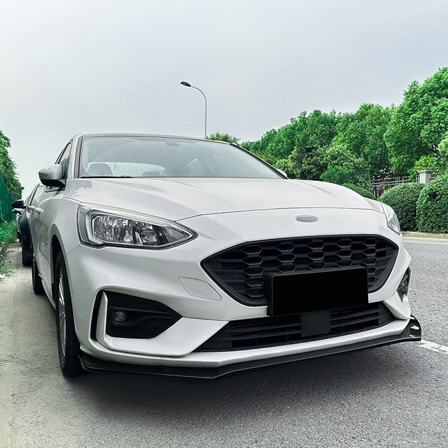 1Set Front Bumper Spoiler Lip Kit For Focus MK4 ST Line 2019-2022 Glossy Black