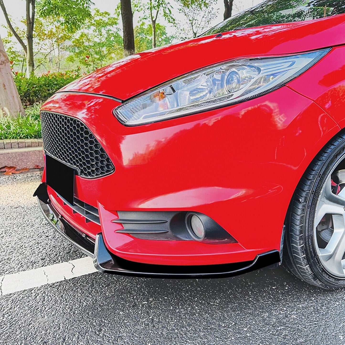 1Set Front Bumper Spoiler Lip Kit For Ford Fiesta ST MK6 2012-2017 Gloss Black