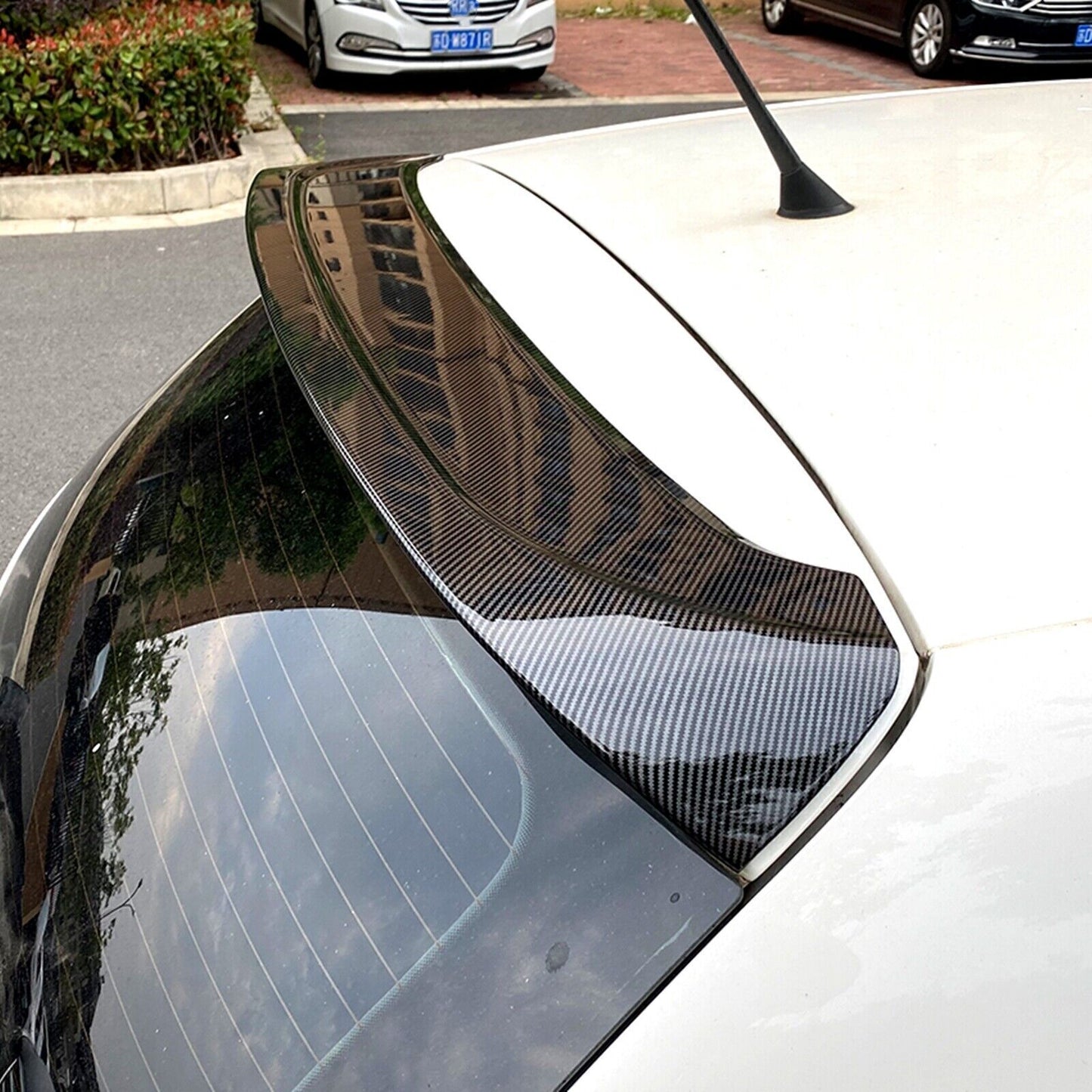 1x Rear Trunk Spoiler Wing Lip For VW Polo MK5 6R 6C 2009-2017 Carbon Fiber Look
