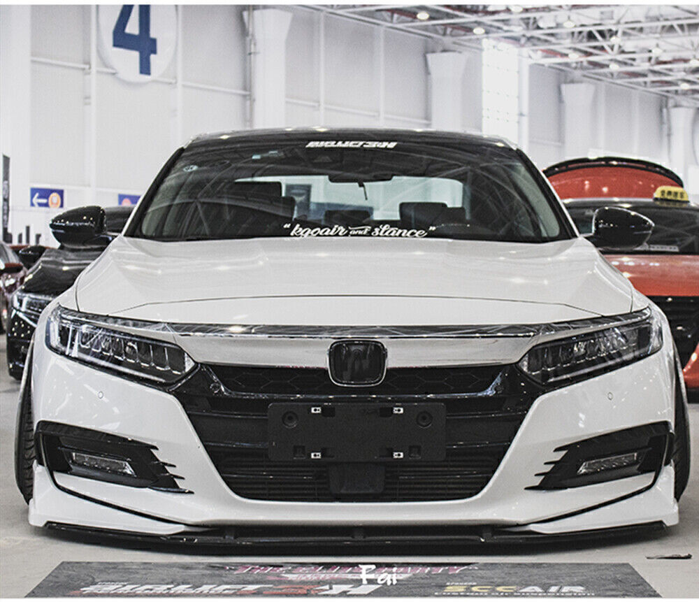 1Set Front Bumper Spoiler Cover Trim +Rear Diffuser Black For Honda Accord 2018+