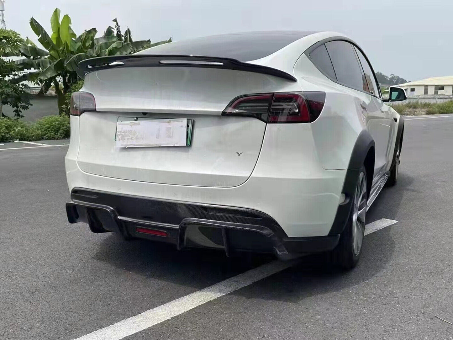 Rear Roof Trunk Spoiler Wing Lip For Tesla Model Y 2020-2023 Real Carbon Fiber