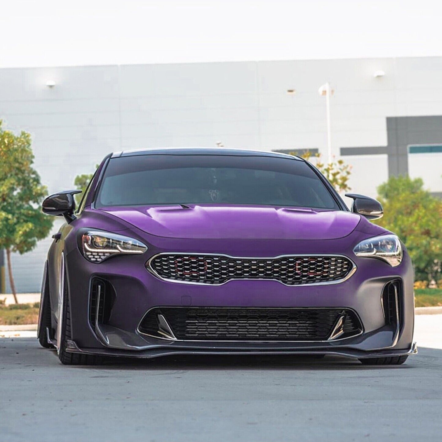1Set Front Bumper Spoiler Lip For Kia Stinger 2018 2019-2023 Carbon Fiber Look