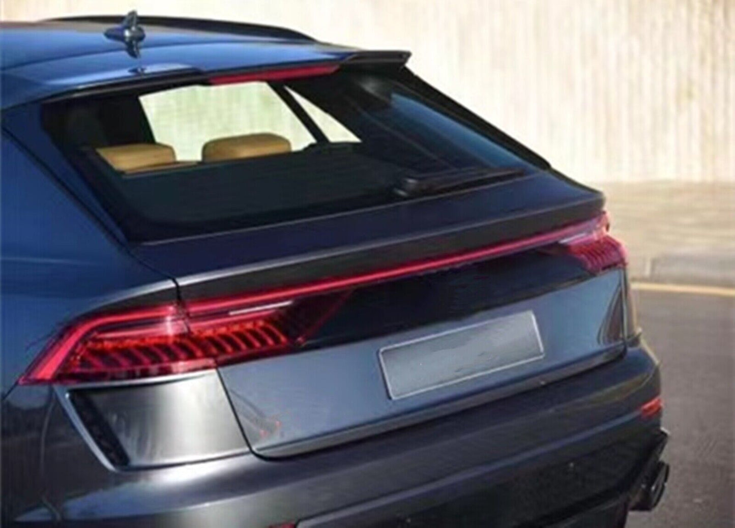 1Set Rear Trunk Spoiler Lip Wing Carbon Fiber Look For Audi Q8 2019-2022 4Door