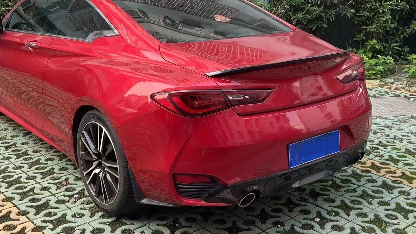 1x Rear Trunk Spoiler Roof Lip Kit For Infiniti Q60 2017-2019 Carbon Fiber Look