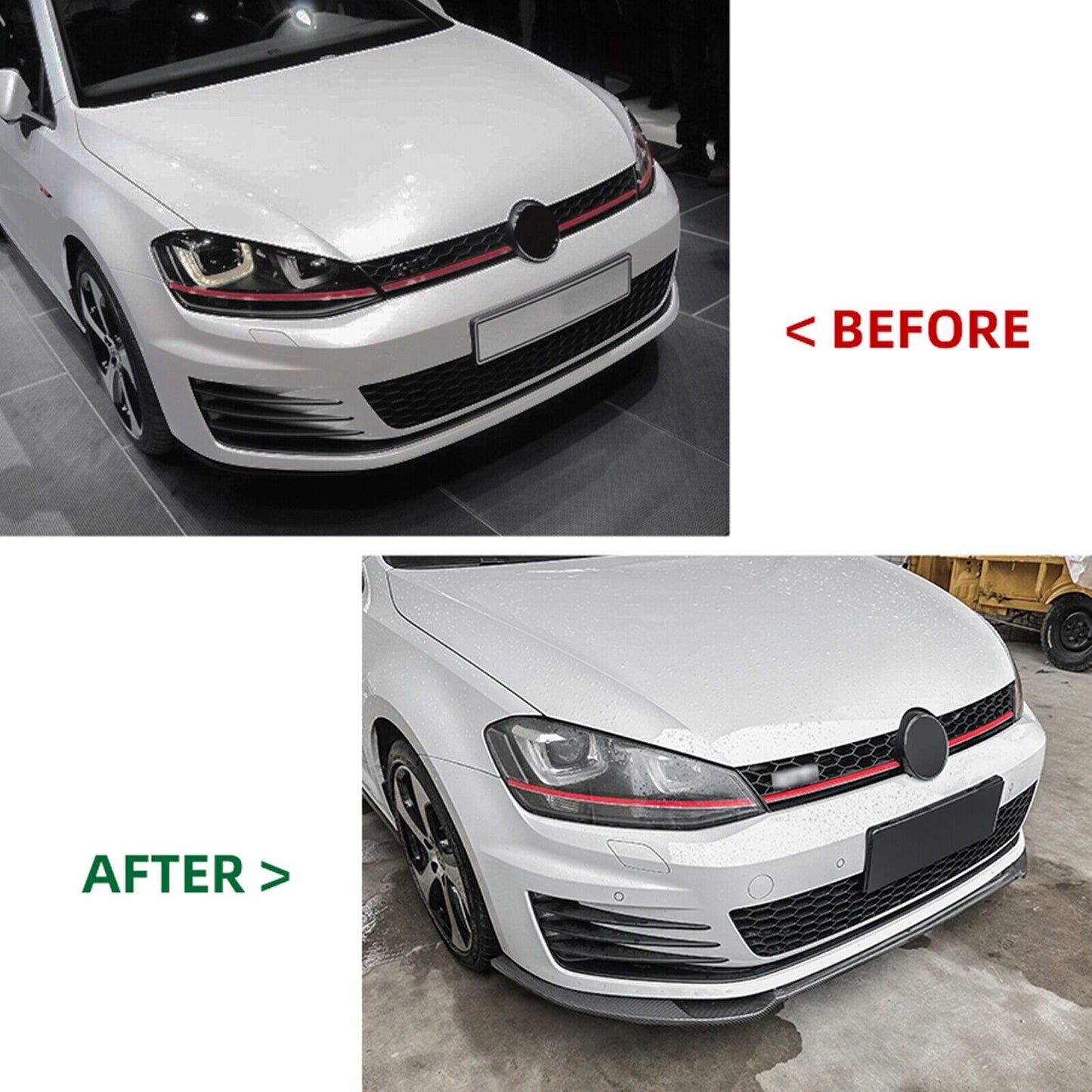 Front Bumper Spoiler Lip Kit For Volkswagen Golf 7 MK7 GTI R Rline 2013-2016 BLK