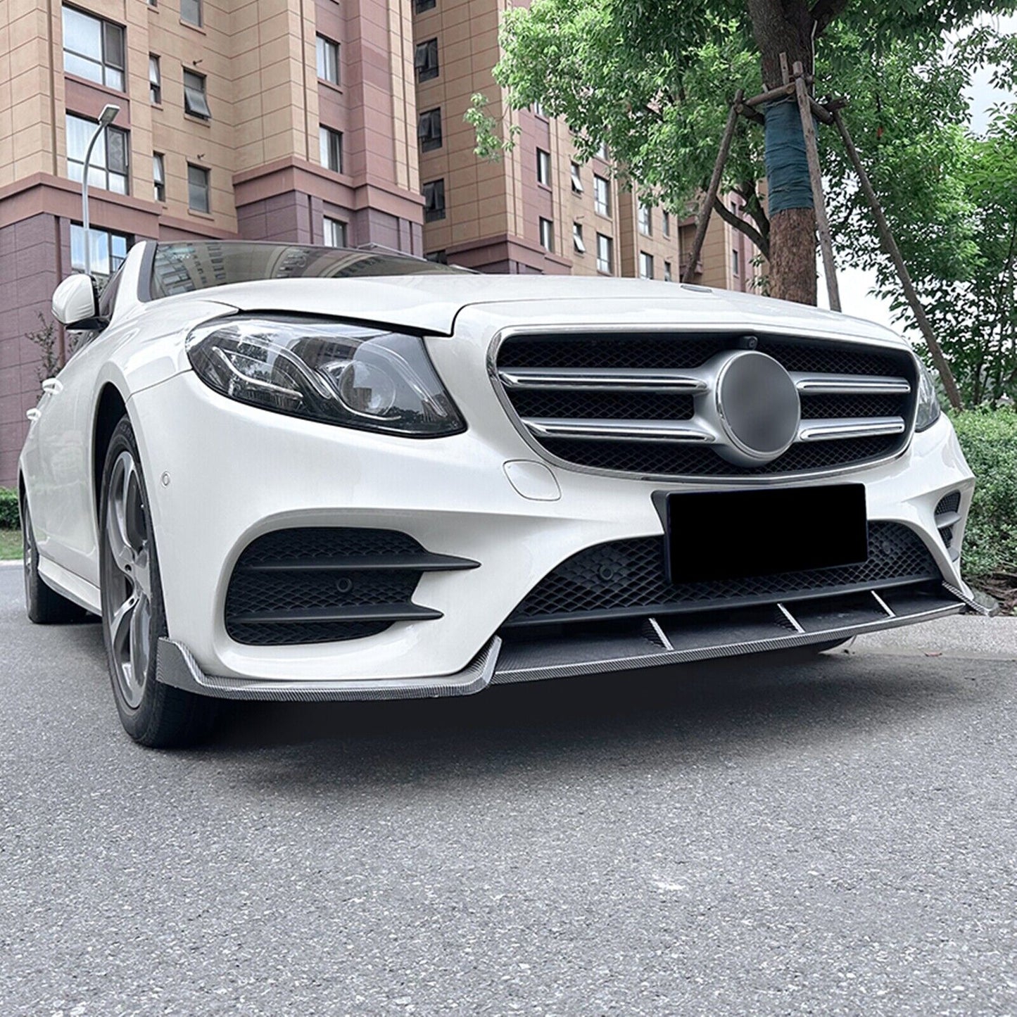 Front Bumper Spoiler Lip Kit For Benz E Class W213 E260 E300 E43 AMG 2017-2019